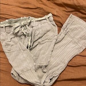 Casual Green Drawstring Pants